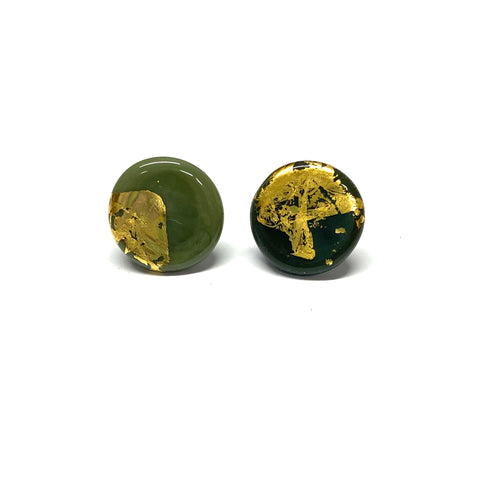 Second Olive and Gold Button Studs