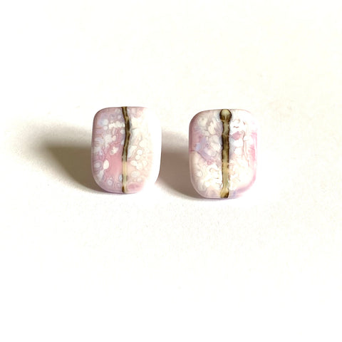 Wonky Snowy Panel Studs, pink is too white