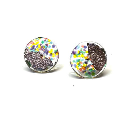 Glass and Palladium Midi Studs, Kaleidos