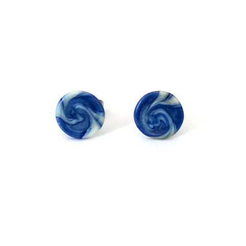 Hokusai Wave Handmade Glass Midi Studs