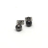 Silver Black Handmade Glass Stud Earrings
