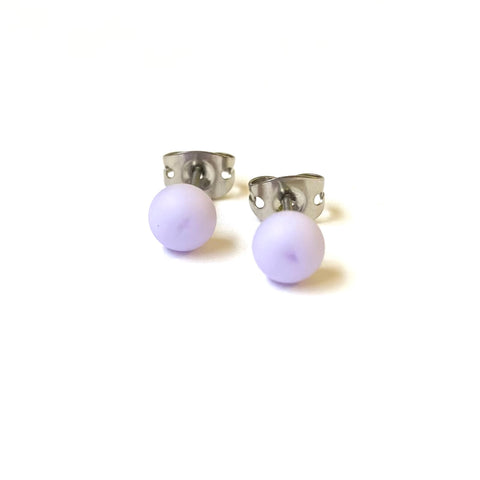 Frosted Lilac Handmade Glass Mini Stud Earrings
