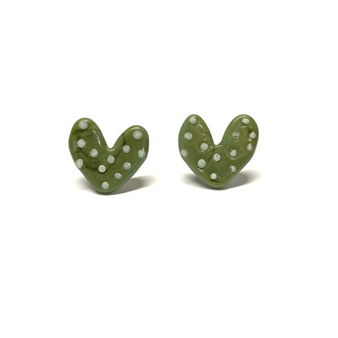 Sample Olive Dotty Heart Studs