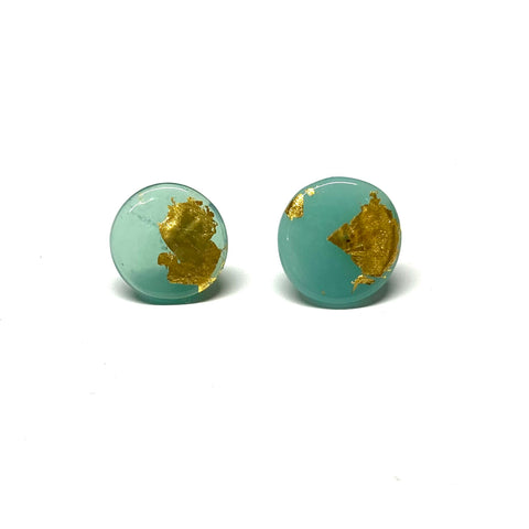 Second Jade Gold Button Studs