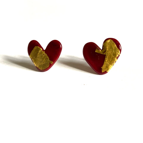 Wonky Gold Burgundy Hearts, Just Wonky