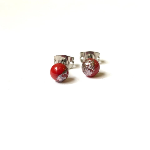 Terracotta Glass and Palladium Mini Studs