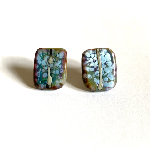 Wonky Snowy Raku Panel Studs, unstruck Raku