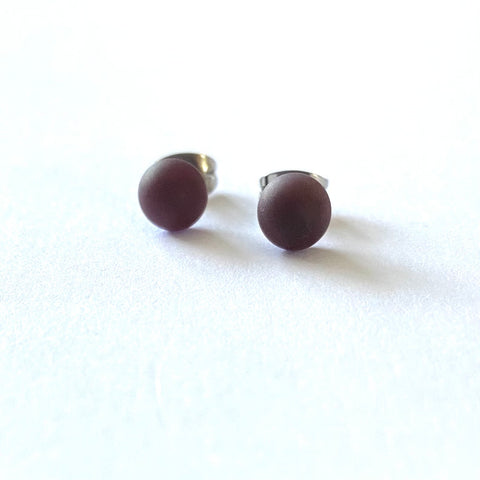 Frosted Blackcurrant Handmade Glass Mini Studs