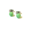 Frosted Leaf Green Handmade Glass Mini Stud Earrings