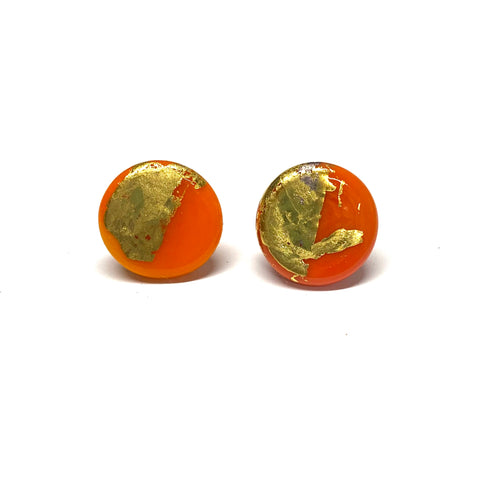 Second Orange/Coral Gold Button Studs