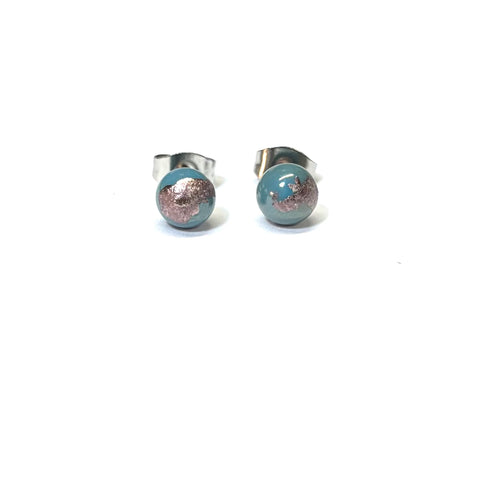 Limited Edition Palladium Copper Blue Mini Studs