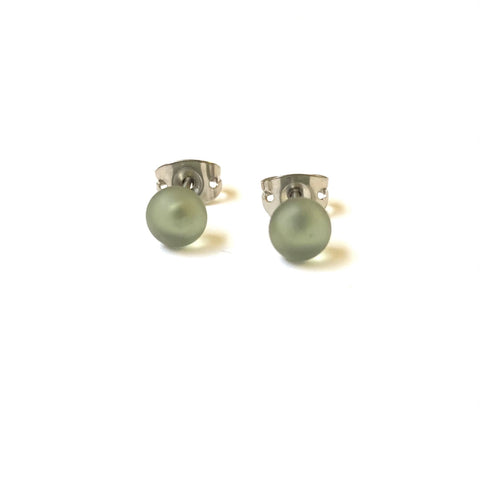 Frosted Ash Handmade Glass Mini Stud Earrings