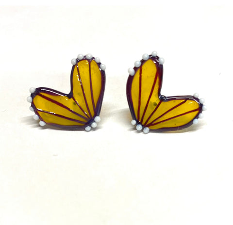 Handmade Butterfly Wing Studs, Yellow