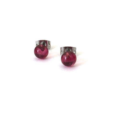 Cranberry Handmade Glass Stud Earrings