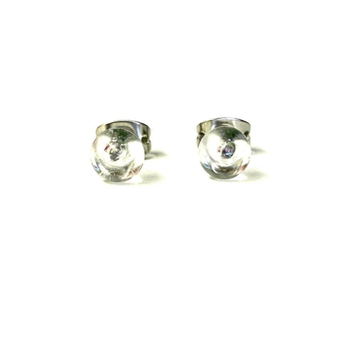 Clear Glass Droplet Handmade Mini Stud Earrings