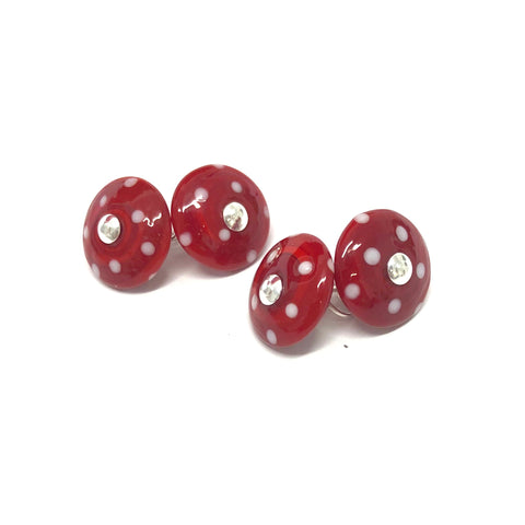 Dotty Red Handmade Glass Cufflinks