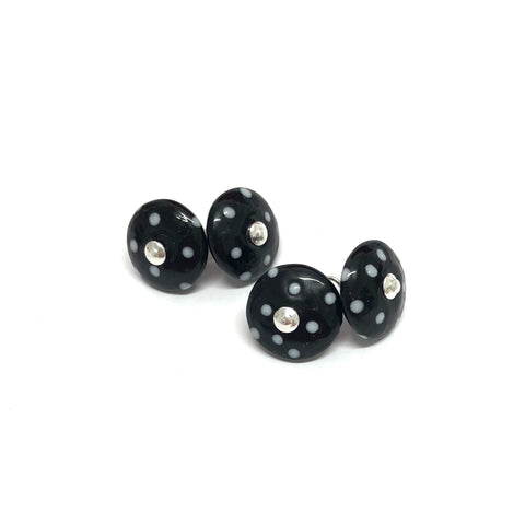 Dotty Black Handmade Glass Cufflinks