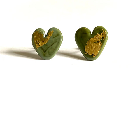 Wonky Olive and Gold Hearts, Just Wonky