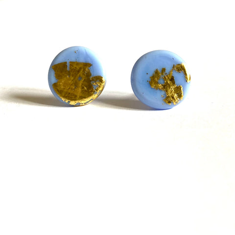Wonky Studs Periwinkle Gold Button, different size