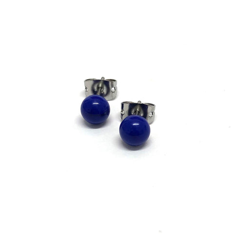 Lapis Blue Handmade Glass Stud Earrings