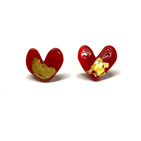 Second Red and Gold Heart Studs