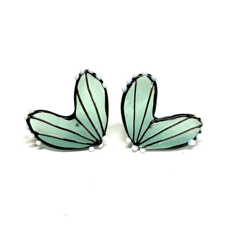 Handmade Glass Butterfly Wing Studs, Jade