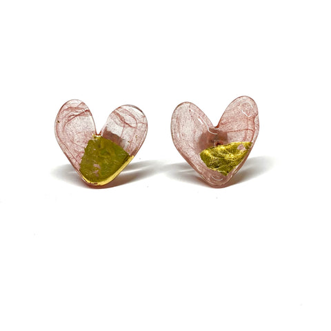 Limited Edition Watermelon and Gold Heart Studs