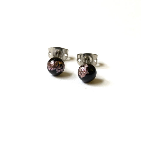 Black Glass and Palladium Mini Studs