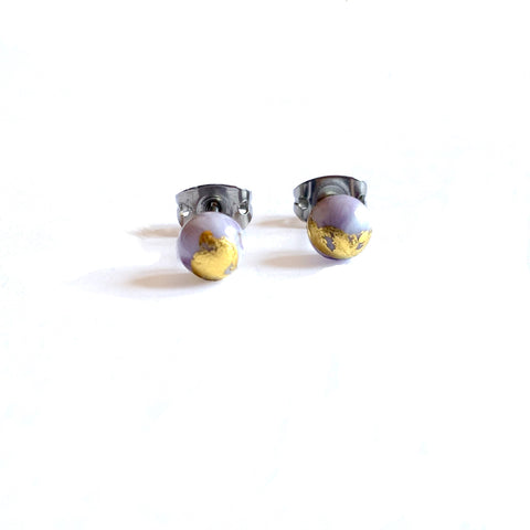 Agate Mini Marble Studs, Glass and Gold
