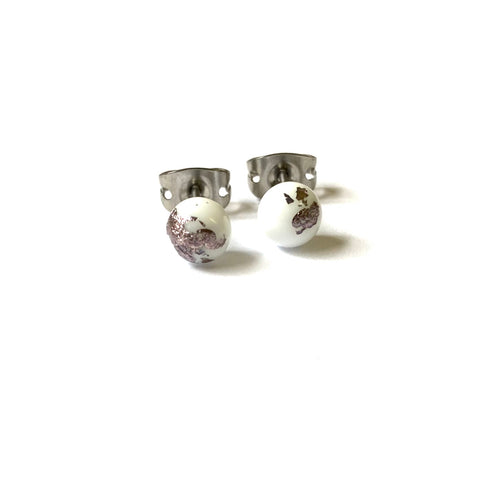 White Glass and Palladium Mini Studs