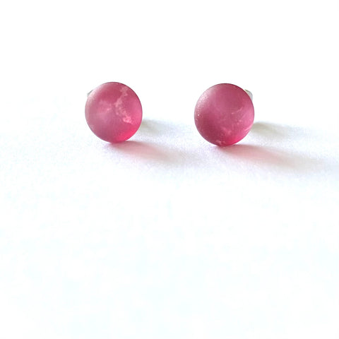 Frosted Amaranthine Handmade Glass Mini Stud Earrings