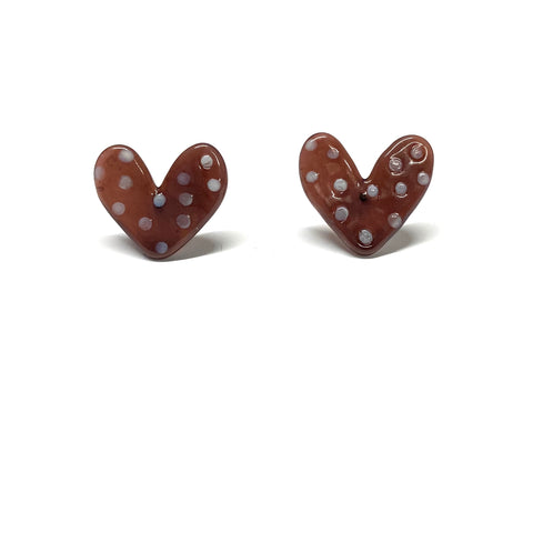 Sample Maroon Dotty Heart Studs