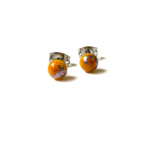 Ochre Glass and Palladium Mini Studs