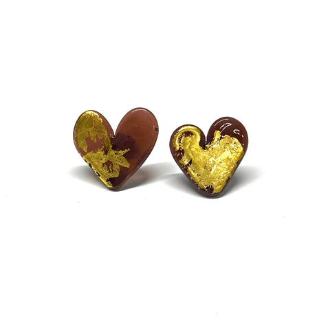 Second Plum and Gold Heart Studs