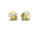 Glass and Gold Midi Stud Earrings, Confetti