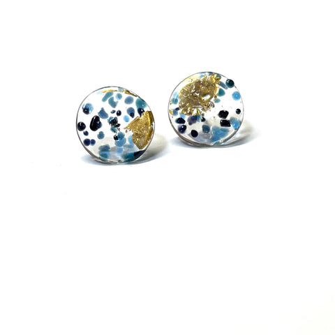 Glass and Gold Midi Stud Earrings, Tempest
