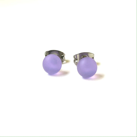 Frosted Crocus Handmade Glass Mini Stud Earrings