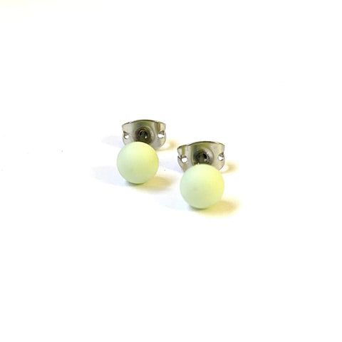 Frosted Pistachio Handmade Glass Mini Stud Earrings