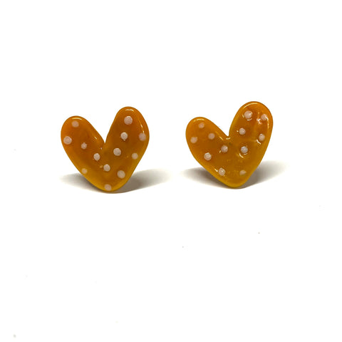 Sample Dotty Mustard Heart Studs