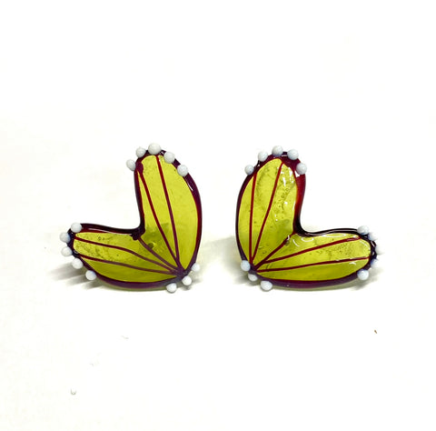 Handmade Butterfly Wing Studs, Chartreuse