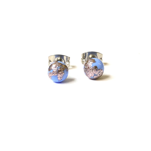 Periwinkle Blue Glass and Palladium Mini Studs