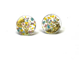 Glass and Gold Midi Stud Earrings, Confetti