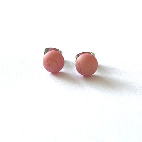 Frosted Raspberry Handmade Glass Mini Stud Earrings