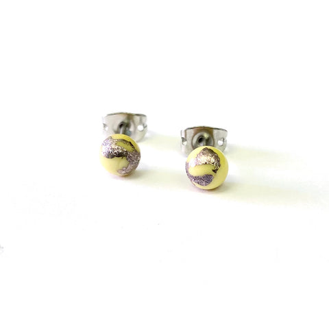 Citron Glass and Palladium Mini Studs