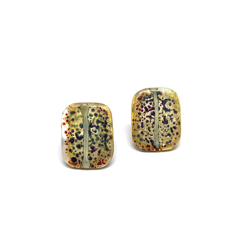 Kagoshima Handmade Glass Panel Stud Earrings