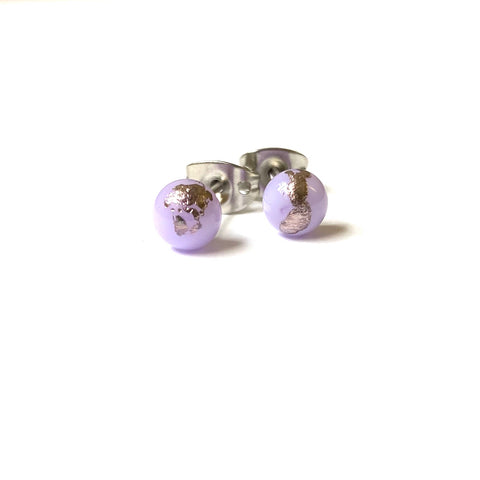 Lilac Glass and Palladium Mini Studs