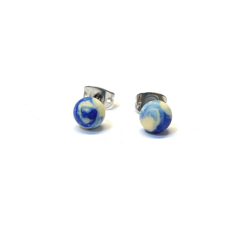 Frosted Delft Handmade Glass Mini Stud Earrings