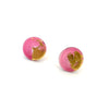 Gold Cranberry Handmade Lampwork Stud Earrings